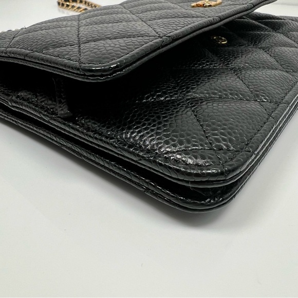 Chanel Black Quilted Caviar Classic Wallet On Chain - Picture 7 of 12